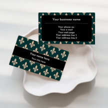 Cream Fleur de Lis Green Business Cards Collection