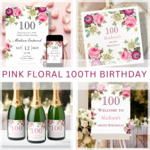 Pink Floral 100th Birthday Collection