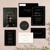 Elegant Whimsical Vintage Black & Gold Wedding