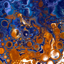 Blue and Copper Marble Fluid Art