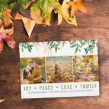 Joy Peace Love Green and Yellow Leaves