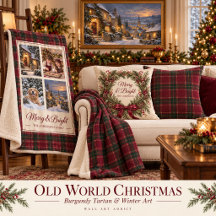 Old World Christmas | Burgundy Tartan & Winter Art