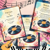 playful musical floral watercolor wedding suite