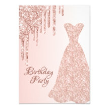 50th birthday party glitter drip dress rose gold 