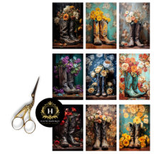 👢🌼 Boots & Blossoms Decoupage Tissue Paper 👢🌼