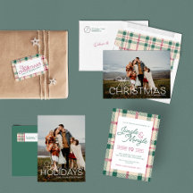 Emerald Green & Magenta Farmhouse Plaid Holiday