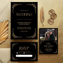 Modern Deco Glam Black & Gold Wedding Suite
