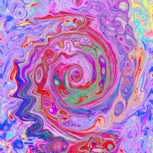 Groovy Abstract Retro Red, Purple and Pink Swirl