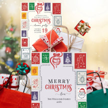 Whimsical Modern Nostalgia Christmas Stamp Holiday