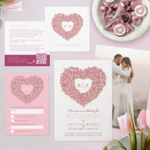 Pink tulips inked heart bouquet wedding