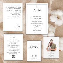 Simple Monogram Black White Classic Wedding