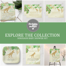 Gold Dinosaur Gender Neutral Baby Shower Set