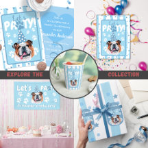 Lets pawty Birthday cute bulldog illustration