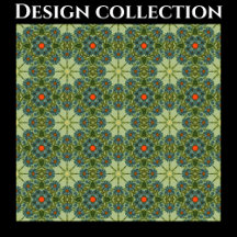 Vintage style pattern in green with blue flowers