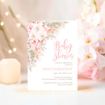 Boho Orchids Peonies Rose Pink Girl Baby Shower 