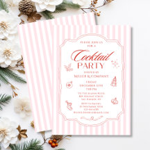 Trendy Pink Corporate Christmas Party Invitations