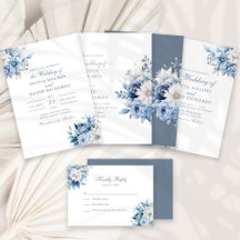 Modern Dusty Blue Wildflowers Wedding Suite