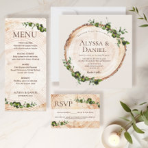 Wood Bark Green Botanical Rustic Wedding 