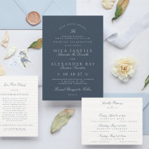 Formal Navy Classic Elegant Calligraphy Wedding
