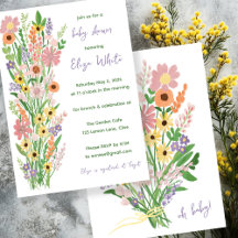 Wildflowers Colorful Gouache Baby Shower Suite