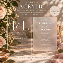 Modern Clear & Frosted Acrylic Wedding Invitations