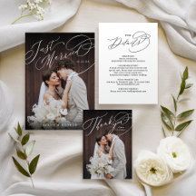 Elegant swirl script Simple Photo Wedding