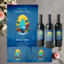 Stylish surfboard with lush tropical flowers.