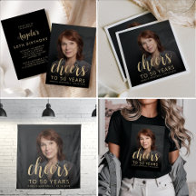 Custom Photo Cheers 50th Birthday Party