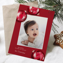 3 Red Christmas Tree Ornaments Hand Painted