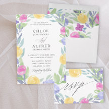 Boho Colorful Watercolor Floral Wedding Collection