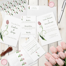 Elegant Blush Pink Minimalist Tulip Floral