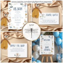 Whimsical Oh Boy Watercolor Doodle Baby Shower