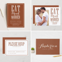 Terracotta Eat Drink and be Married Wedding Set