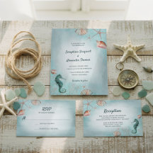 Coastal Seahorse & Sea Shells Beach Wedding 