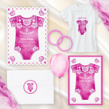 Cielito Lindo pink baby bodysuit girl baby shower