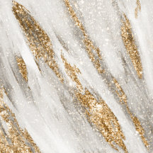 White Wedding Invitation with Gold Brush Strokes