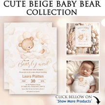 Cute Neutral Baby Bear - We can bearly wait