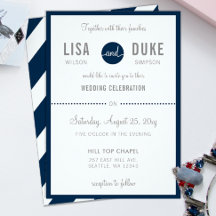 Navy Blue  Modern Wedding Invitations