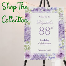 88th Birthday Elegant Purple Floral Birthday 