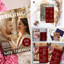 Unique Custom Magazine Style Wedding Invitations