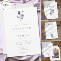 Violet Watercolor Minimalist Elegant Wedding