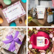 Colorful Easter Typography Aesthetic Flowers Patte