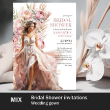 Trendy wedding gown Bridal Shower Invites