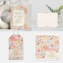 Soft Pastel Watercolor Floral Bridal Shower Suite
