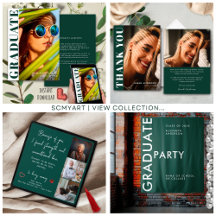 Modern Bold Emerald Green White Graduation Party