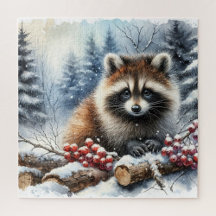 Cute Winter Landscapes With Animals Jigsaw Puzzles
