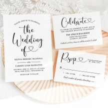 Modern Black Heart Script Wedding Suite