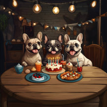 3 French Bulldogs Birthday