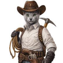 Russian Blue Cowboy Cat - Building Freedom