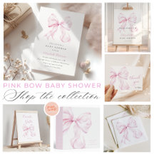 Baby Pink BOW Baby Shower Party Set